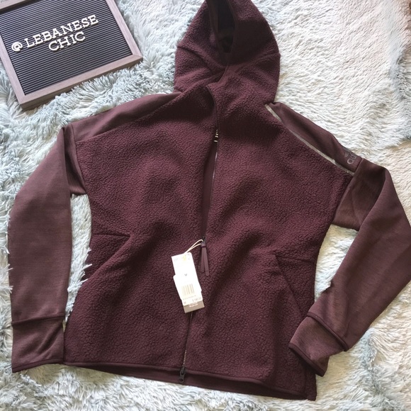 NWT Size M Adidas Burgundy Wine Hoodie Jacket - Picture 3 of 8